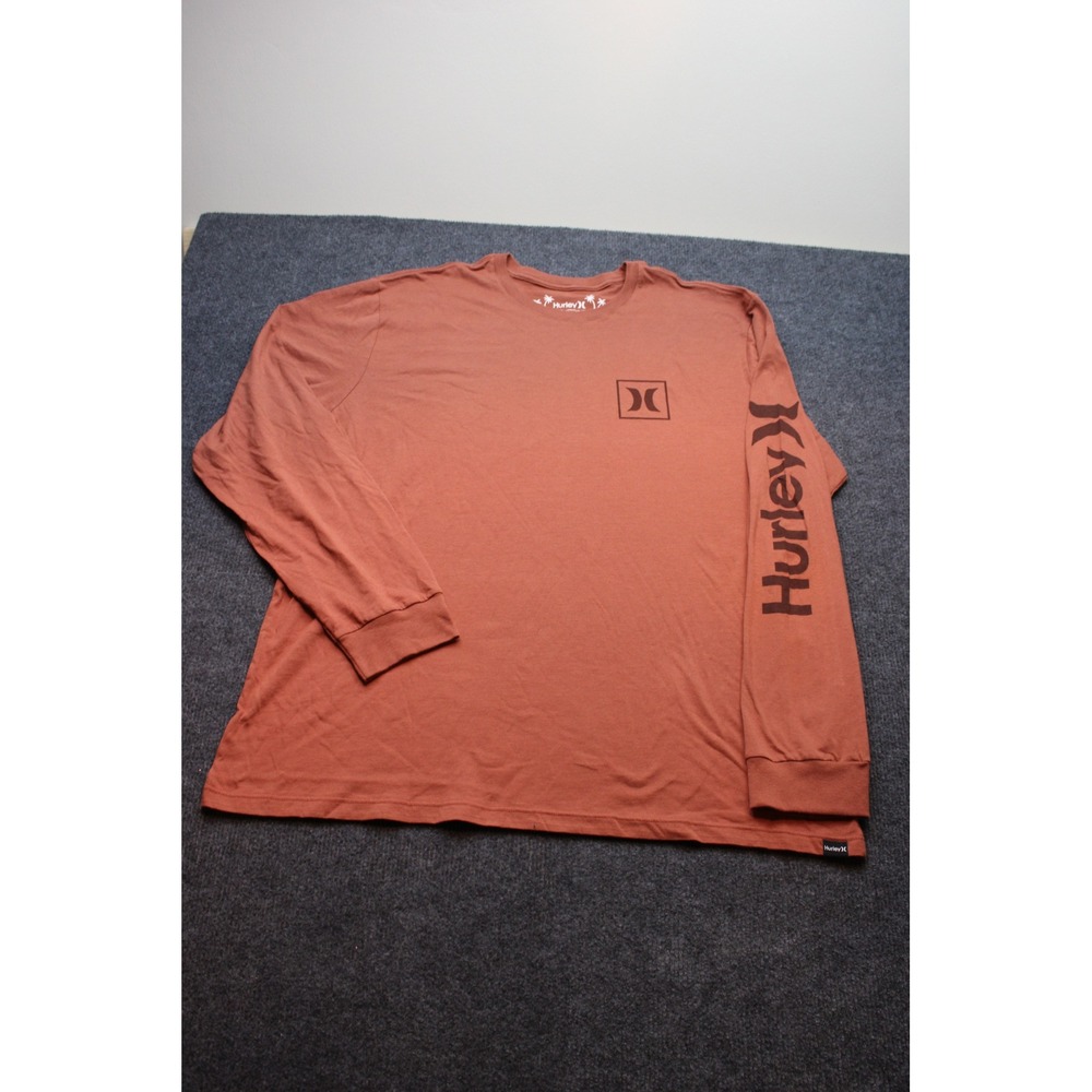 Hurley Mens XL Everyday Tee Long Sleeve Burnt Orange Graphic Cotton T-Shirt